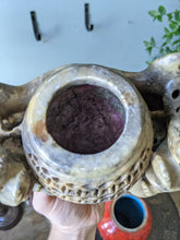 Load image into Gallery viewer, Antique Carved Chinese Soapstone Incense Burner With Foo Dogs
