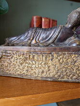 Load image into Gallery viewer, 19th century Thai Bronze Reclining Buddha Sculpture on Base