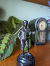 Load image into Gallery viewer, R Moret Bronze Sculpture of Boy Smoking Pipe