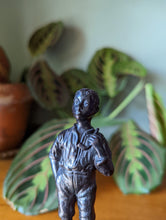 Load image into Gallery viewer, R Moret Bronze Sculpture of Boy Smoking Pipe