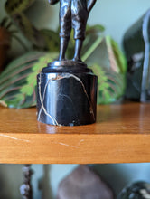 Load image into Gallery viewer, R Moret Bronze Sculpture of Boy Smoking Pipe