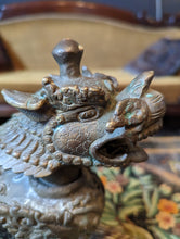 Load image into Gallery viewer, Antique Tibetan Bronze Foo Dog Figurine
