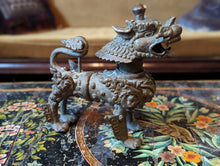Load image into Gallery viewer, Antique Tibetan Bronze Foo Dog Figurine