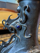 Load image into Gallery viewer, Unusual Antique Japanese Champleve Bronze Vase in Form of Cock