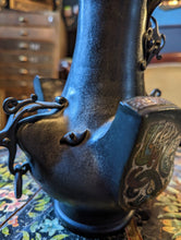 Load image into Gallery viewer, Unusual Antique Japanese Champleve Bronze Vase in Form of Cock