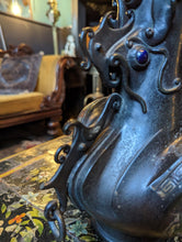 Load image into Gallery viewer, Unusual Antique Japanese Champleve Bronze Vase in Form of Cock