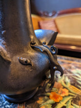 Load image into Gallery viewer, Unusual Antique Japanese Champleve Bronze Vase in Form of Cock