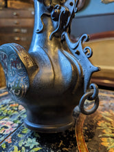 Load image into Gallery viewer, Unusual Antique Japanese Champleve Bronze Vase in Form of Cock