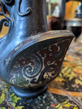 Load image into Gallery viewer, Unusual Antique Japanese Champleve Bronze Vase in Form of Cock
