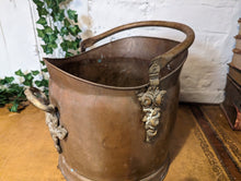 Load image into Gallery viewer, Vintage English Brass Helmet Coal Scuttle