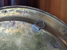 Load image into Gallery viewer, Damascene Brass Islamic Plait Charger Inlaid Copper and Silver Mamluk Revival