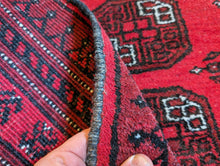 Load image into Gallery viewer, 7'1"x3'6" Vintage Hand Knotted Afghan Ersari Hand Knotted Wool Rug - 217 x 108cm - Red