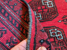 Load image into Gallery viewer, 7'1"x3'6" Vintage Afghan Ersari Hand Knotted Wool Rug - 217 x 108cm - Red