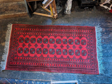 Load image into Gallery viewer, 7'1"x3'6" Vintage Afghan Ersari Hand Knotted Wool Rug - 217 x 108cm - Red
