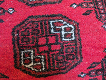 Load image into Gallery viewer, 7'1"x3'6" Vintage Afghan Ersari Hand Knotted Wool Rug - 217 x 108cm - Red