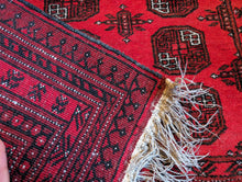 Load image into Gallery viewer, 7'1"x3'6" Vintage Afghan Ersari Hand Knotted Wool Rug - 217 x 108cm - Red