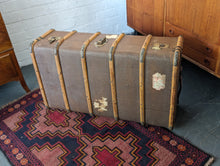 Load image into Gallery viewer, Antique Wooden Framed Steamer Trunk