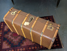 Load image into Gallery viewer, Antique Wooden Framed Steamer Trunk