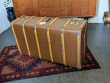 Load image into Gallery viewer, Antique Wooden Framed Steamer Trunk