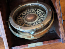Load image into Gallery viewer, Antique 19th Century Brass Gimball Ships Compass

