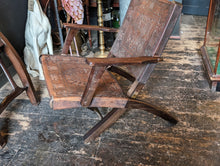 Load image into Gallery viewer, Pair of 1960's Angel Pazmino Teak and Leather Folding Chair - Aztec Design