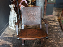 Load image into Gallery viewer, Pair of 1960's Angel Pazmino Teak and Leather Folding Chair - Aztec Design