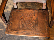 Load image into Gallery viewer, Pair of 1960's Angel Pazmino Teak and Leather Folding Chair - Aztec Design