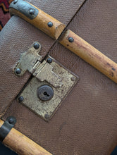 Load image into Gallery viewer, Antique Wooden Framed Steamer Trunk