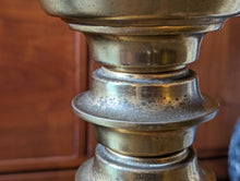 Load image into Gallery viewer, Large Vintage Brass Bobbin Table Lamp