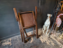 Load image into Gallery viewer, Pair of 1960's Angel Pazmino Teak and Leather Folding Chair - Aztec Design
