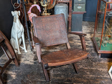 Load image into Gallery viewer, Pair of 1960's Angel Pazmino Teak and Leather Folding Chair - Aztec Design