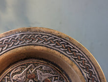 Load image into Gallery viewer, Damascene Brass Islamic Plait Inlaid Copper and Silver Mamluk Revival
