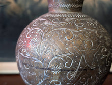 Load image into Gallery viewer, Pair of Early 20th.C Indian Etched Brass Vases