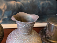 Load image into Gallery viewer, Pair of Early 20th.C Indian Etched Brass Vases
