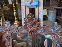 Load image into Gallery viewer, 19th.C Antique Swiss Black Forest Carved Wall Mirror