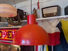 Load image into Gallery viewer, Large Vintage Red Industrial Enamel Metal Pendant Light