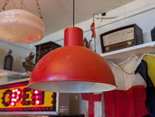 Load image into Gallery viewer, Large Vintage Red Industrial Enamel Metal Pendant Light