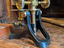 Load image into Gallery viewer, Antique 19th.C Brass Laboratory Microscope With Slides and Attachment's
