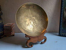Load image into Gallery viewer, Vintage Chinese Engraved Brass Bowl with Hardwood Stand