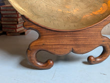 Load image into Gallery viewer, Vintage Chinese Engraved Brass Bowl with Hardwood Stand