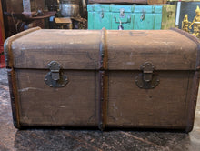 Load image into Gallery viewer, Large Antique Wooden Framed Steamer Trunk