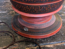 Load image into Gallery viewer, Antique Burmese Red Laquerre Offering Bowl Converted to Lamp