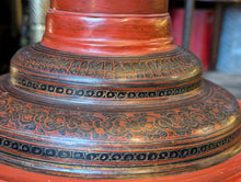 Load image into Gallery viewer, Antique Burmese Red Laquerre Offering Bowl Converted to Lamp
