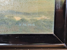 Load image into Gallery viewer, 1919 Danish Oil Painting  - Sunset Hillside Landscape - Hjorring Bjerge -  -  62 x 47cm
