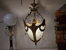Load image into Gallery viewer, Antique French Bronze Chandelier Hall Lantern C.1910