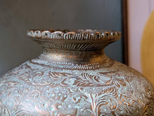 Load image into Gallery viewer, Early 20th.C Gold Gilded Indian Engraved Brass Surahi / Vase