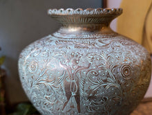 Load image into Gallery viewer, Early 20th.C Gold Gilded Indian Engraved Brass Surahi / Vase