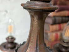 Load image into Gallery viewer, Antique C.1920 5 Arm Cast Brass Chandelier Light Fitting