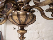 Load image into Gallery viewer, Antique C.1920 5 Arm Cast Brass Chandelier Light Fitting
