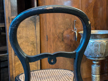 Load image into Gallery viewer, Pair of French 19th.C Black Lacquer and Mother of Pearl Inlay Chairs